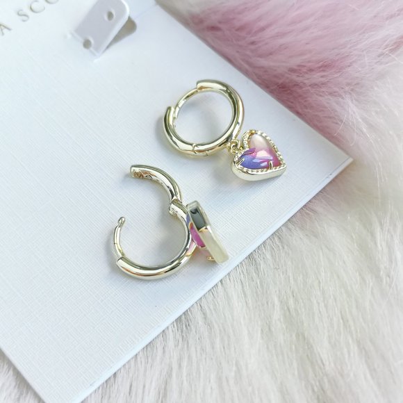 Gold Ari Heart Watercolor Illusion Huggie Earrings - Picture 3 of 3